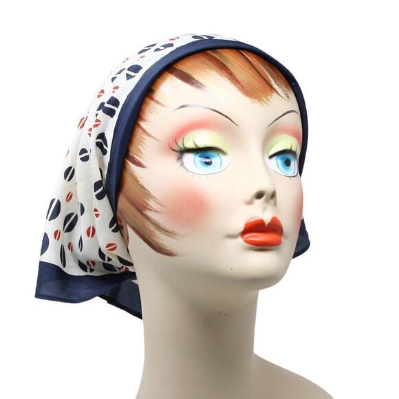 Vintage Triangle Scarf Headband Hat Rayon Silk Polka Dot Made in Japan - Hey Viv - Picture 3 of 8